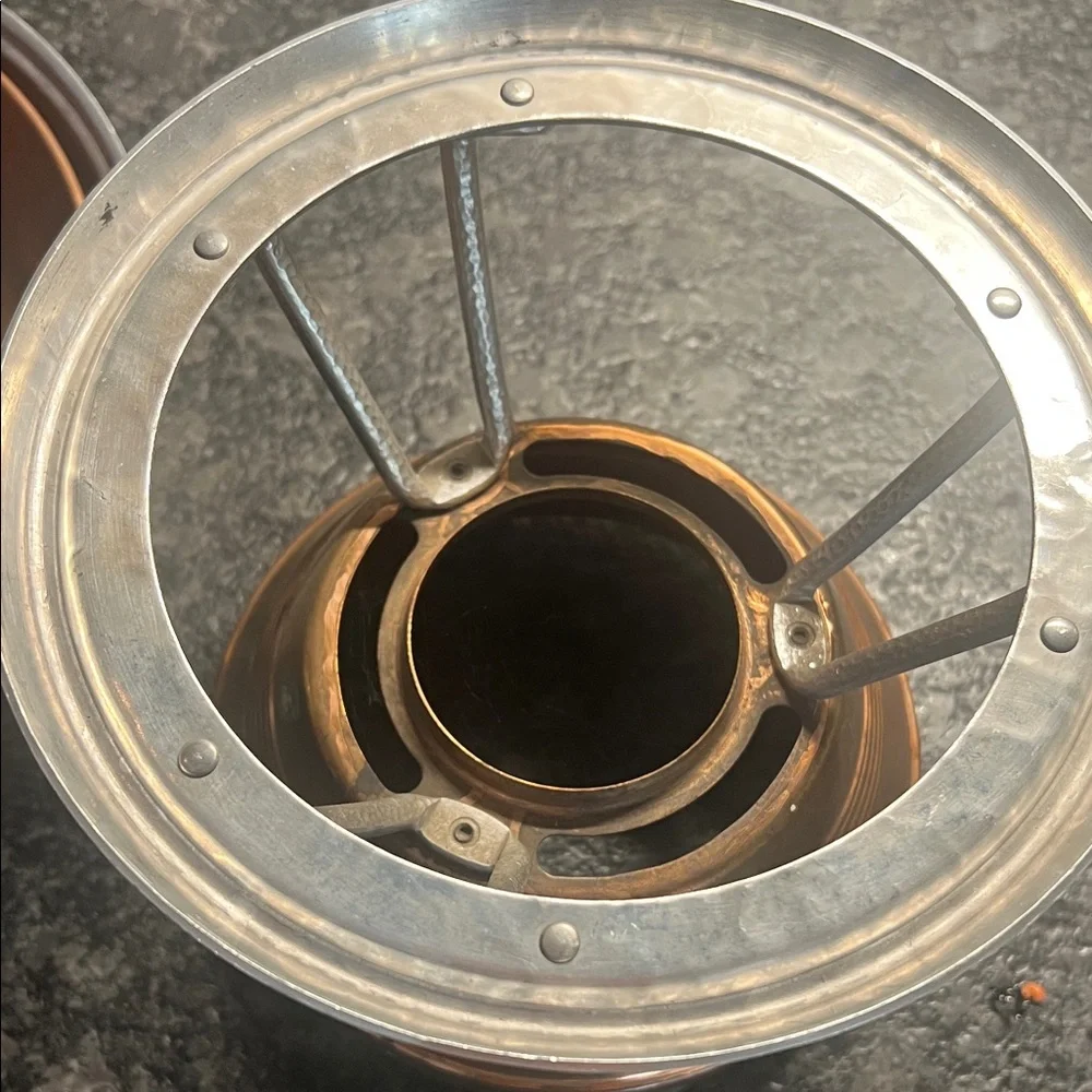 Vintage Copper and Silver Chafing Dish with Lid/ Fondue pot ..
